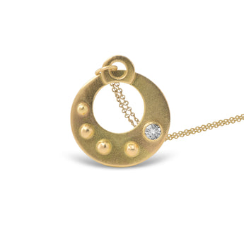 18kt Yellow Gold & Diamond Circle Shield Pendant