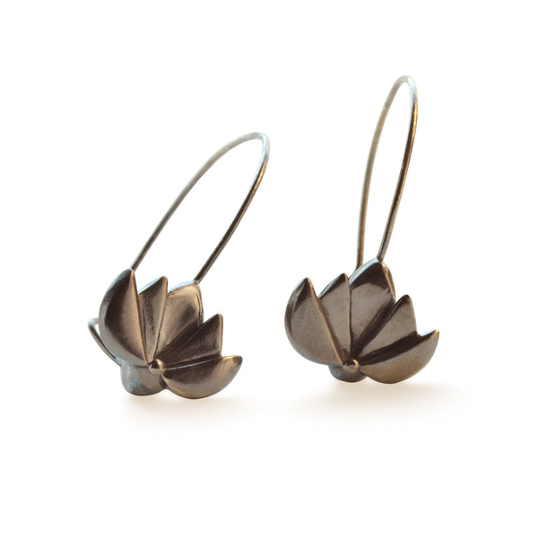 Sterling Silver Lotus Hoop Earrings